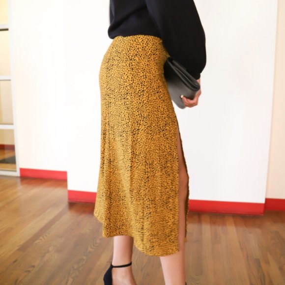 NWT Cheetah Print Slit Midi Skirt - Picture 5 of 9
